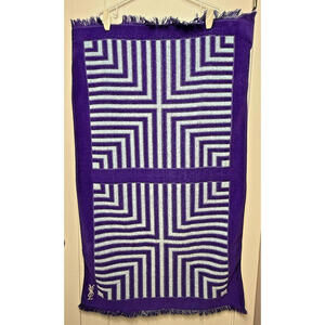 Vtg YSL Yves Saint Laurent Towel Purple Blue Geometric Fieldcrest USA Soft
